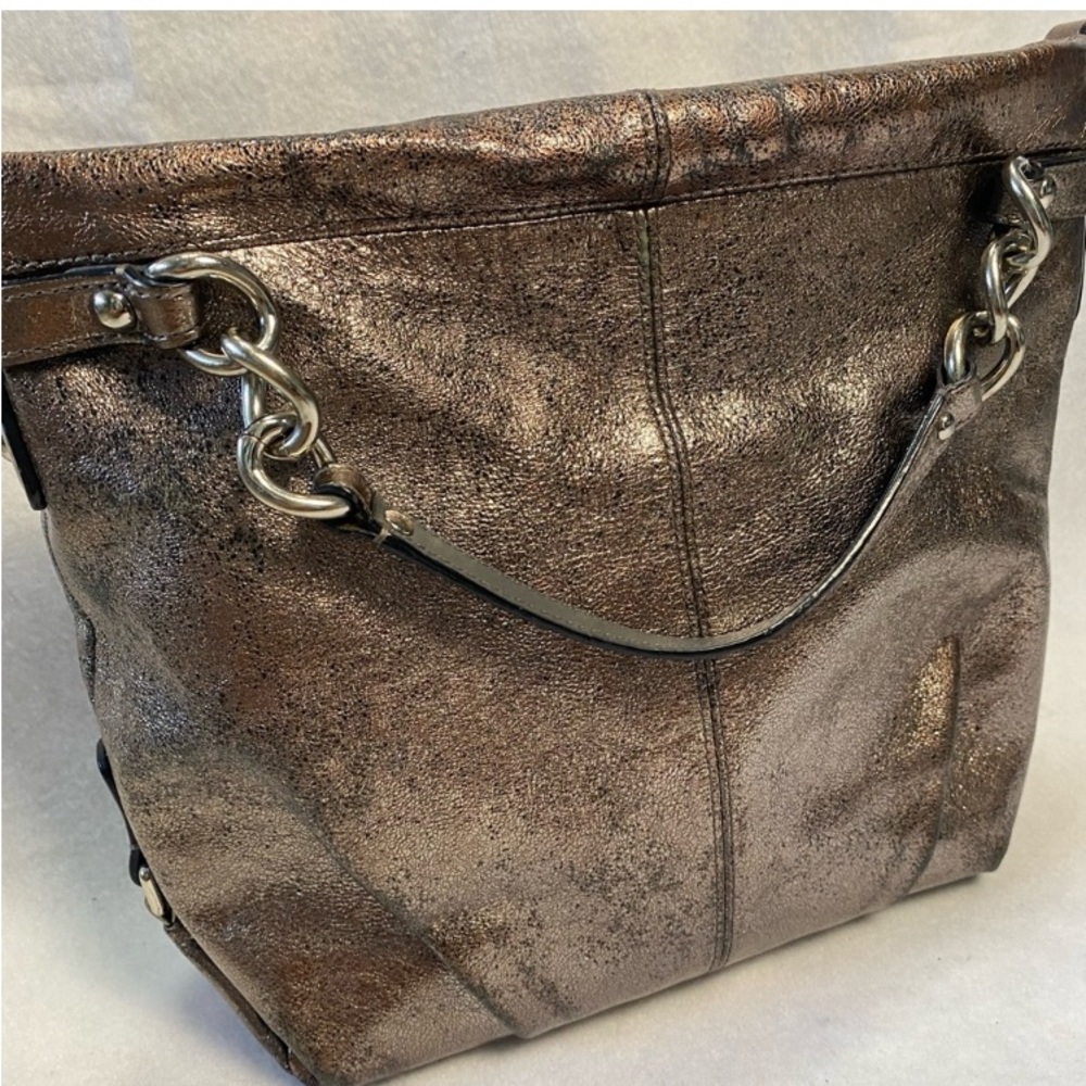 Coach handbag vintage Y2K pewter Metallic Brooke slouchy top handle purse